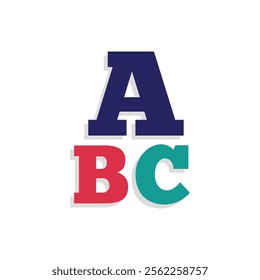 ABC vector icon in outline style. Isolated on white background. Vector Illustration.