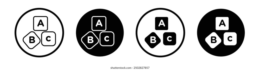 Conjunto de iconos de Vector Abc relleno negro y estilo delineado.