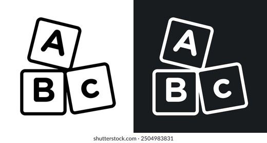Abc vector icon set black and white filled and outlined style.