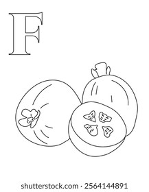 ABC vegetable coloring book page 