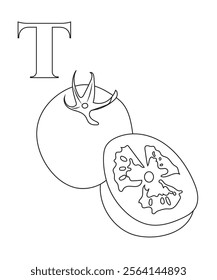 ABC vegetable coloring book page 