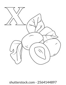 ABC vegetable coloring book page 