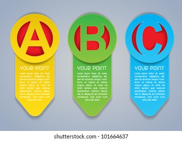 ABC vertical vector progress icons in colours