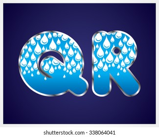 ABC. Water alphabet. Isolated on blue background from A to Z