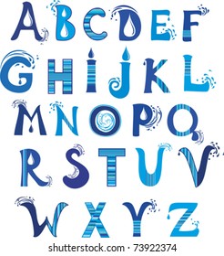 abc. Water alphabet. vector.
