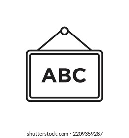 Icono de tablero blanco ABC. Vector de pizarra ABC. Consejo escolar con cartas ABC. aislado en fondo blanco
