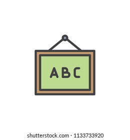 Abc whiteboard filled outline icon, line vector sign, linear colorful pictogram isolated on white. Blackboard symbol, logo illustration. Pixel perfect vector graphics