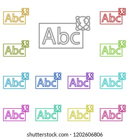 Abc whiteboard icon in multi color. Simple outline vector of education set for UI and UX, website or mobile application