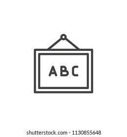 Abc whiteboard outline icon. linear style sign for mobile concept and web design. Blackboard simple line vector icon. Symbol, logo illustration. Pixel perfect vector graphics