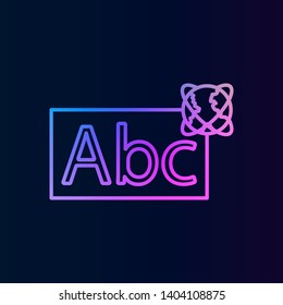 Abc whiteboardoutline nolan icon. Simple thin line, outline vector of Education icons for UI and UX, website or mobile application on dark blue gradient background
