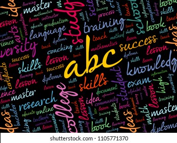 ABC word cloud collage, education concept background