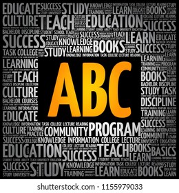 ABC word cloud collage, education concept background