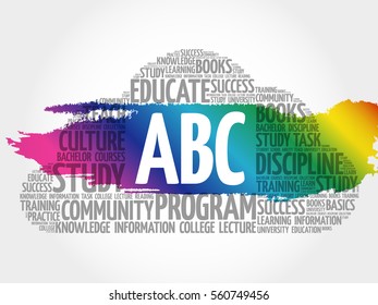 ABC word cloud collage, education concept background