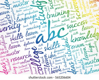 ABC word cloud collage, education concept background