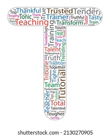 Word Cloud ABC Letters Series, palabras positivas del alfabeto, palabras que empiezan con la letra T.