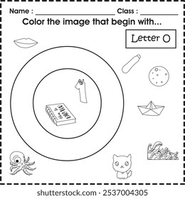 ABC worksheet : Color the image that begin with O