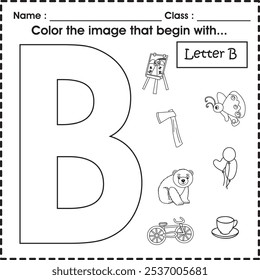 ABC worksheet : Color the image that begin with B