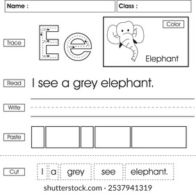 ABC writing worksheet : Letter E