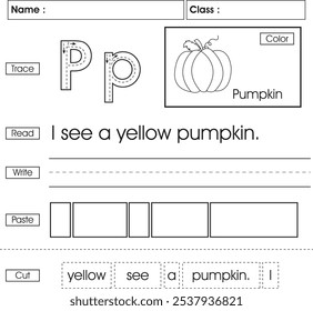 ABC writing worksheet : Letter P