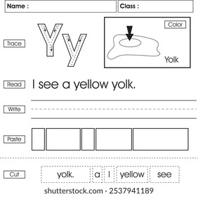 ABC writing worksheet : Letter Y