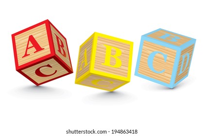 ABC Written With Alphabet Blocks - Vector Illustration