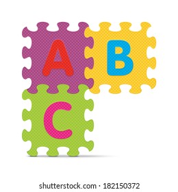 "ABC" written with alphabet puzzle - vector illustration