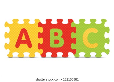 "ABC" written with alphabet puzzle - vector illustration