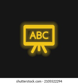 ABC yellow glowing neon icon