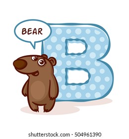 ABC ZOO Alphabet Letter B Bear Vector Illustration