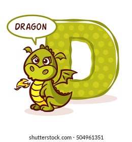 ABC ZOO Alphabet Letter D Dragon Vector Illustration