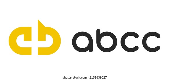 ABCC Token cryptocurrency with symbol AT logo with typography. Crypto logotype vector illustration of digital currency brand. 