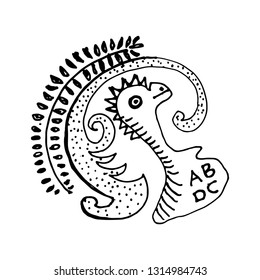 abcd alphabet. seahorses vector