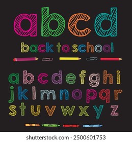 abcd tipografía de regreso a la escuela, Vector ABC en minúsculas