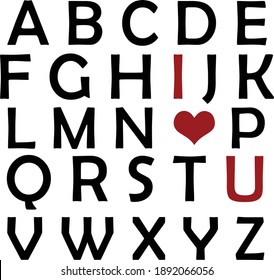 ABCD I Love U, Valentine Sayings Vector File 