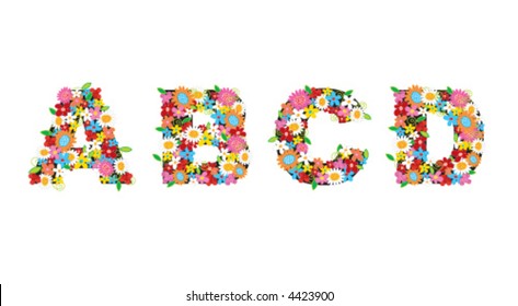 ABCD spring flowers (vector) - illustration / part of a full alphabet set