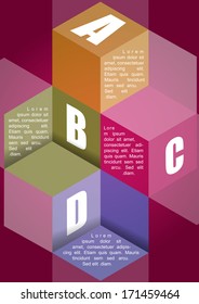 ABCD vector background with four steps and place for content in 3d cubes 