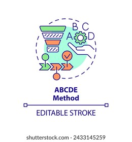 ABCDE method multi color concept icon. Workflow managing. Round shape line illustration. Abstract idea. Graphic design. Easy to use in infographic, promotional material, article, blog post