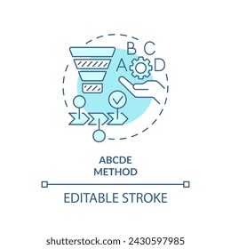 ABCDE method soft blue concept icon. Workflow managing. Round shape line illustration. Abstract idea. Graphic design. Easy to use in infographic, promotional material, article, blog post