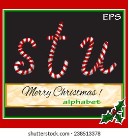 ABCDEF, vector christmas sugar-candy font on a background. Vector