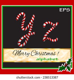ABCDEF, vector christmas sugar-candy font on a background. Vector
