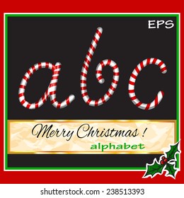 ABCDEF, vector christmas sugar-candy font on a background. Vector