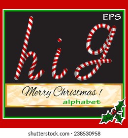 ABCDEF, vector christmas sugar-candy font on a background. Vector