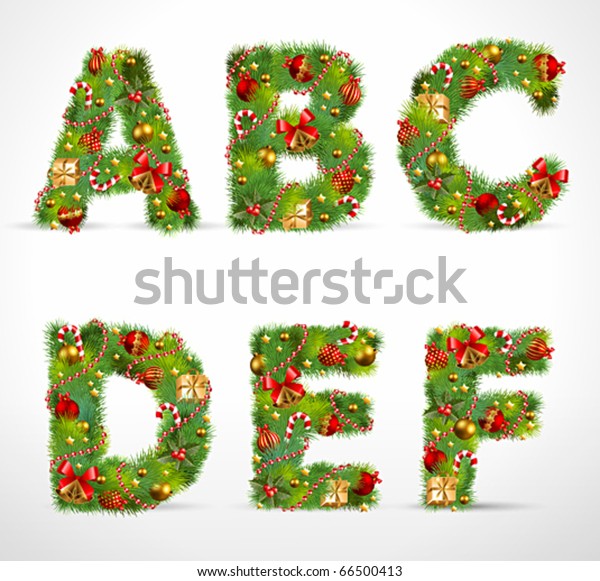 Abcdef Vector Christmas Tree Font Stock Vector (Royalty Free) 66500413