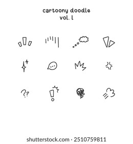 Abcdez - Doodle set hand drawn handdrawn sketch expression cartoony emoticon effects cartoon character suprised angry question mark pen marker vector isolated white background