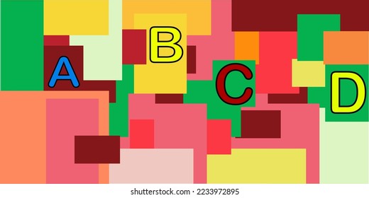 A,B,C,D,Set of 4 isolated flat colorful for 4 possibilities in different colors,vector