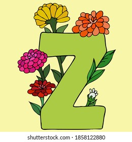 Carta Z de ABC para el aprendizaje de niños y niños. Carácter de alfabeto para colorear y educar. Tarjetas interactivas y visuales para profesores