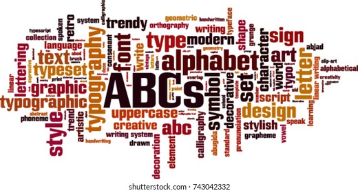 ABCs word cloud concept. Vector illustration