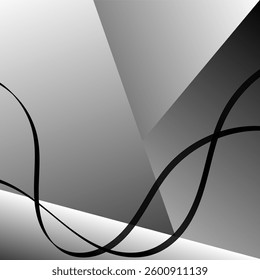 abctract background of triangles with black and white color gradation and interpolated lines, vector illustration