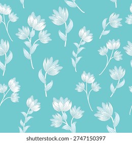 Abctract flowers seamless pattern. Print for textile, cloth, fabric, wallpaper, scrapbooking, wrapping. Vector floral background.