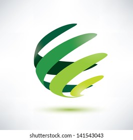 abctract green globe icon, ecology and nature concept